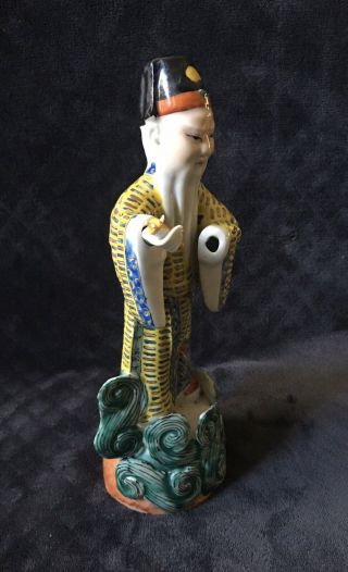 Vintage Chinese Republic Period Famille Rose Polychrome Immortal Old Man Statue 3