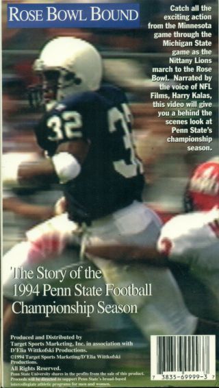 1994 Penn State Football ROSE BOWL BOUND Championship Season Video VHS Paterno 2