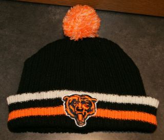 Chicago Bears Knitted Winter Hat Cap Pom Pom Bear Logo Patch Nfl