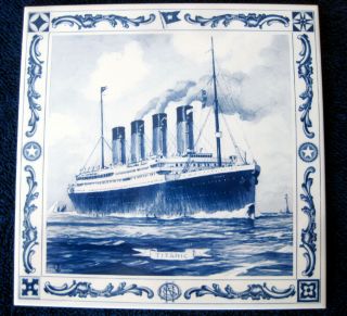 Rms Titanic - - Blue Delft Tile By Artist Stephen Card - - White Star Line