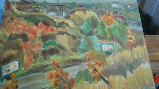 Vintage Large Fall Landscape Oil Painting On Board Impressionism Modern Unframed