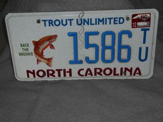 North Carolina Specialty License Plate Tag Trout Unlimited 2012 Fish