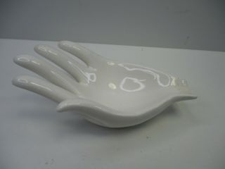 Vintage White Ceramic Open Hand Soap Trinket Dish Spoon Rest