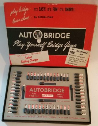 1959 Auto Bridge Play Yourself Card Game Beginners Set Vintage & Complete