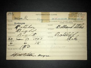 1930 Browns: Rolland Stiles Signed Heilbroner 3x5,  Dec 