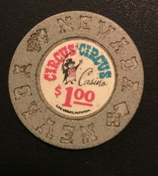 Circus Circus Casino Las Vegas Nevada $1 Poker Chip Vintage Rare