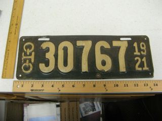 1921 21 Ohio Oh License Plate 30767 Rustic