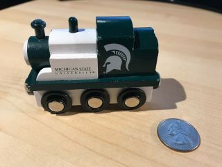 Michigan State University Spartan Msu " Sparty " Wooden Toy Train Engine