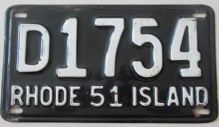 Rhode Island 1951 License Plate Quality D1754