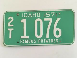 1957 Idaho License Plate Famous Potatoes Slogan All " Very Good "