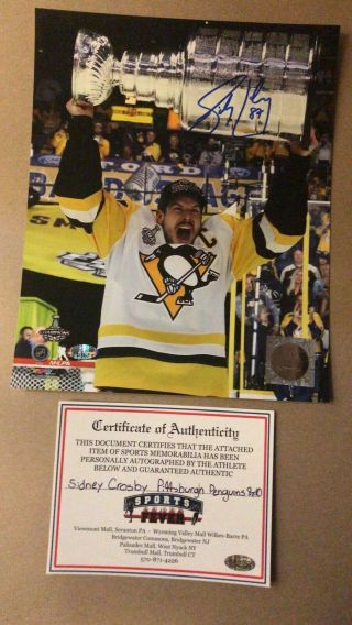 Sidney Crosby Signed Pittsburgh Penguins 8x10 Phoyo Holograms