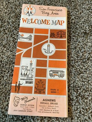 Vintage San Francisco Bay Area Welcome Map Travel Brochure