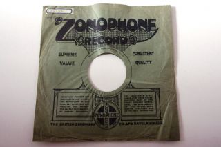 VINTAGE BRITISH ZONOPHONE CO 12 inch SLEEVE for 78 RPM RECORDS 1930 ' s 3