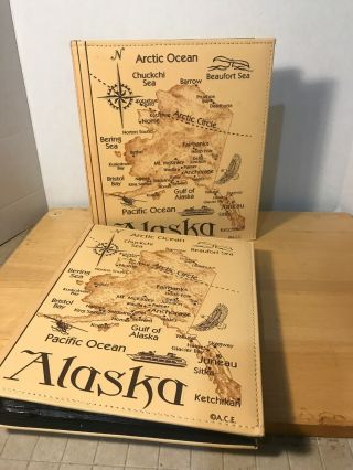 A Leather Deluxe Alaska Map Photo Album Holds 100 4”x6” Pictures