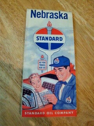 Highway Map Of Nebraska - Standard Oil - Amoco - Pre - 1966