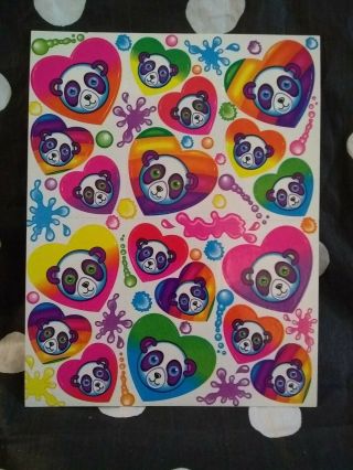 Vintage Lisa Frank Sticker Sheet S162 Panda Hearts