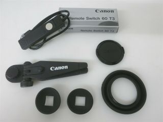 Vintage Canon Accessory Bundle 60 - T3 Remote Switch,  2x Rubber Eyecups,  Oem Cap,