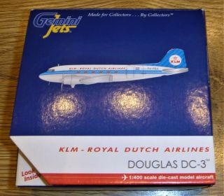 Gemini Jets Klm - Royal Dutch Airlines Livery Douglas Dc - 3 Ph - Pba Gjklm979 1:400