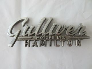 Vintage Gulliver Motors Hamilton Ontario Canada Car Dealership Emblem Badge