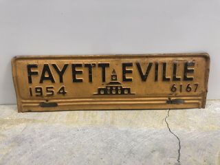 Vintage 1954 Fayetteville,  North Carolina City License Plate