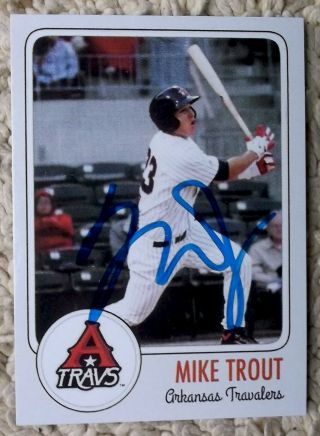 Mike Trout Autographed Hand Signed Aa Arkansas Travelers Rookie Card Rc A