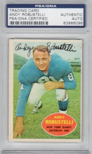 Andy Robustelli York Giants 1960 Topps Signed Autograph Psa Dna