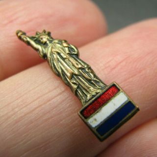 Vintage Wwi Statue Of Liberty Sweetheart Pin Dieges Clust Red/white/blue Enamel