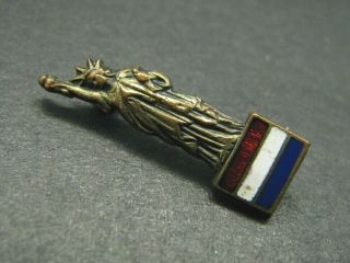 Vintage WWI STATUE OF LIBERTY Sweetheart Pin DIEGES CLUST Red/White/Blue ENAMEL 2