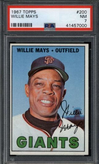 Willie Mays 1967 Topps 200 Psa 7 Nm Giants Card Gb194