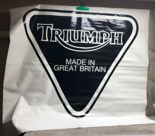 Large Vintage Triumph Motorcycle Dealer Logo Banner - Sign (5 Feet X 5 Feet)