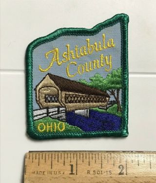Ashtabula County Ohio Covered Bridge Oh Souvenir Embroidered Badge Patch