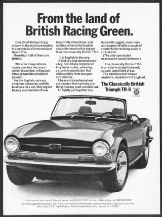 1971 Triumph Tr - 6 Convertible Photo Classically British Vintage Print Ad
