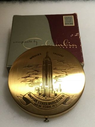 Vintage Art Deco Empire State Building Brass Compact - Box Fifth Avenue