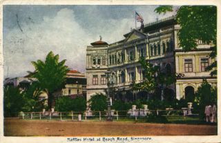 Pc Singapore,  Raffles Hotel At Beach Road,  Vintage Postcard (b18717)