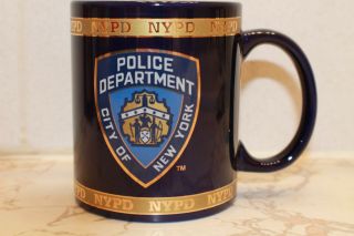 Nypd City Of York Police Department 11 Oz Coffee Mug Cobalt Gold Band