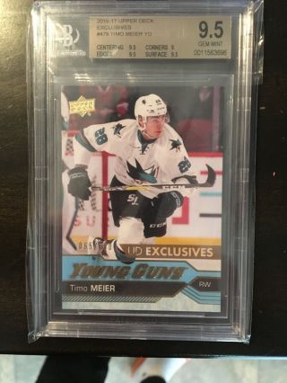 16/17 Upper Deck Series Two Timo Meier 65/100 San Jose Rc Ud Exclusives 9.  5