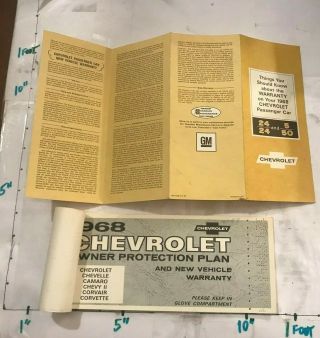 1968 Chevrolet Owner Protection Plan And Passenger Car " 68 Camaro Ht "