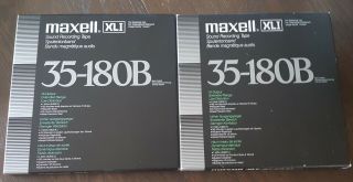 Two Maxell Xli 35 - 180b Backcoated Tapes On Metal 10.  5 Inch Reels