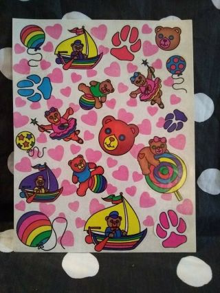 Vintage Lisa Frank Sticker Sheet S124 Lollipop Sailboat Toys Bears