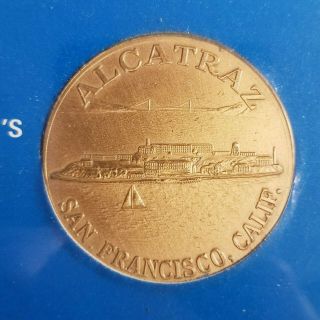 " Lucky Alcatraz Coin " Still In Origianl Plastic Wrap,  Looks To Be Bronz?? (j)