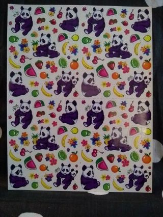 Vintage Lisa Frank Sticker Sheet S666 Mini Pandas Fruits