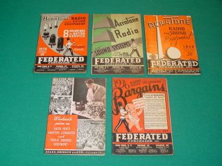 1930’s Radio,  Electronic Sales Catalogs,  Sears,  Acratone,  5 Issues