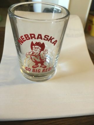 Vintage Big 3 " Shot Glass Nebraska Go Big Red