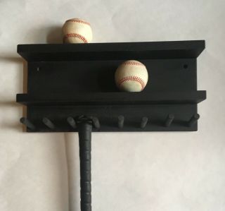 Baseball Bat Rack Display Holder 7 Full Size Bats 8 Baseballs Wall Mount