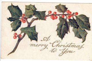 Vintage Postcard Christmas Greeting Merry Christmas Post 1909 Preston Iowa
