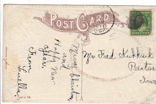 Vintage Postcard Christmas Greeting post 1911 to Mr Fred Kukkuck Preston Iowa 2