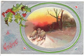Vintage Postcard Christmas Greeting Post 1909 To Mr Fred Kukkuck Preston Iowa