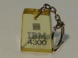 Vintage Ibm 4300 Lucite Keychain With Computer Chip Inside