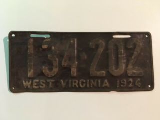 1924 West Virginia License Plate 100 All Paint