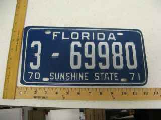 1970 70 1971 71 Florida Fl License Plate 3 - 69980 Highlands County